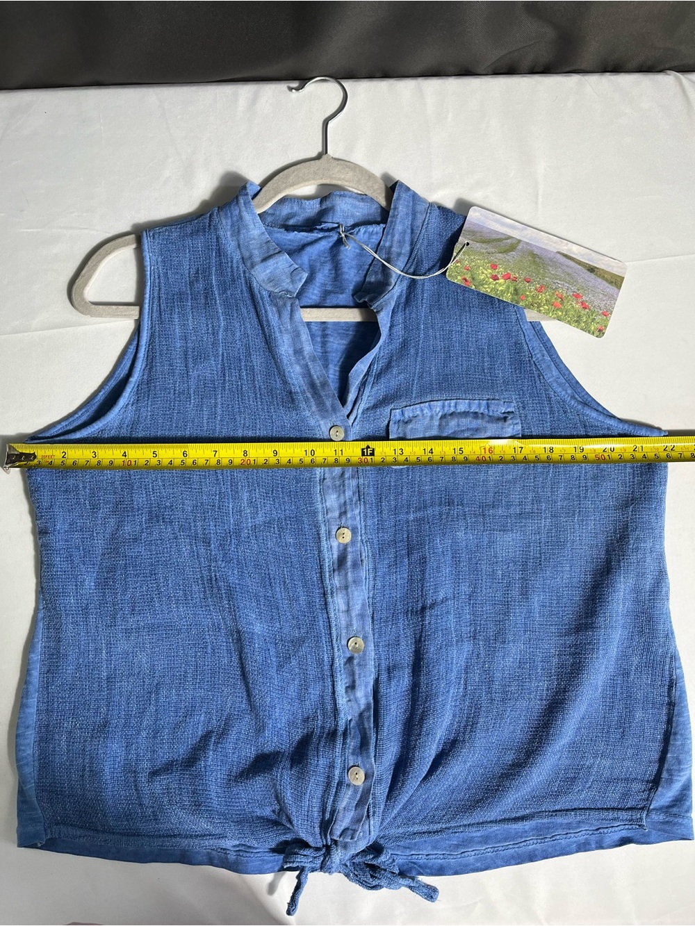 Colette Made in Italy Linen Cotton Tie Front Sleeveless Blouse - Picture 4 of 7